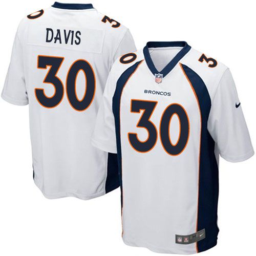 Men Denver Broncos 30 Terrell Davis Nike White Game Retired Player NFL Jersey